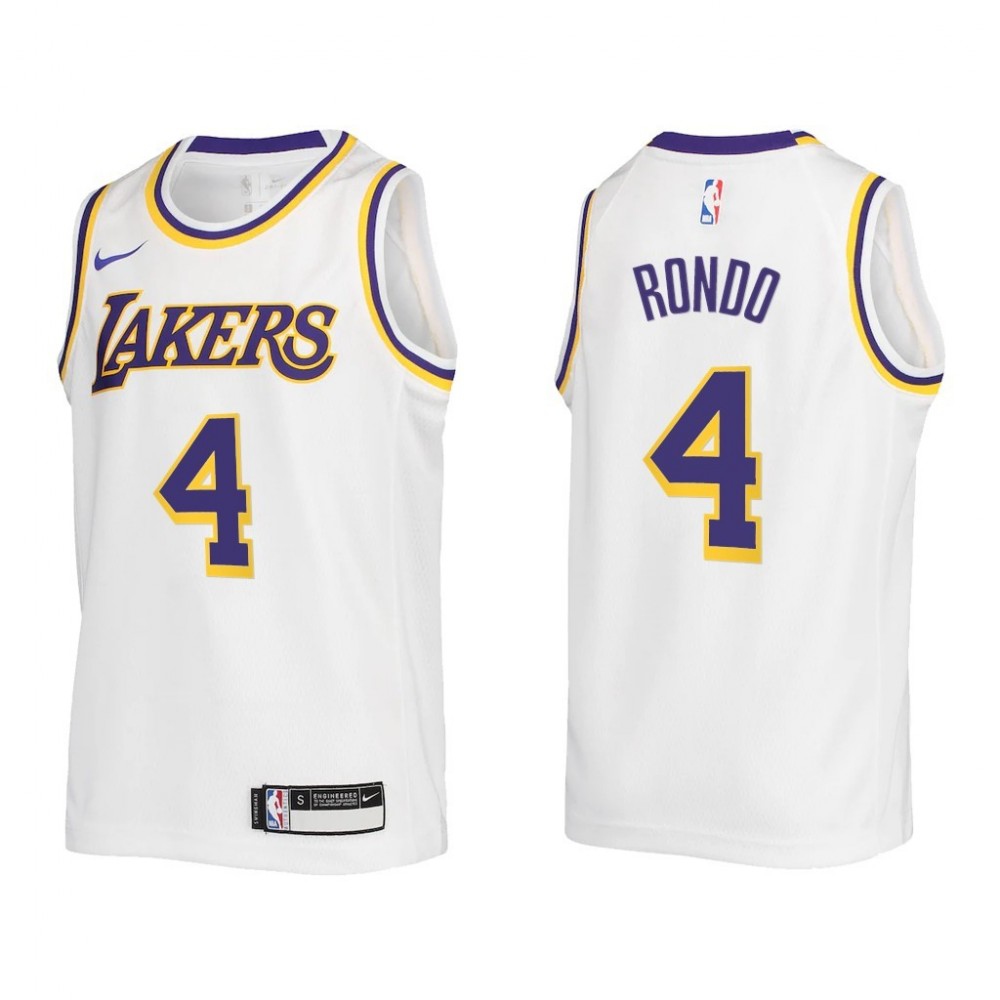 Men's Los Angeles Lakers Rajon Rondo #4 White Swingman NBA Jersey - Association Edition-Pro Kit Vault | Brand New 26/27 Sports Jerseys
